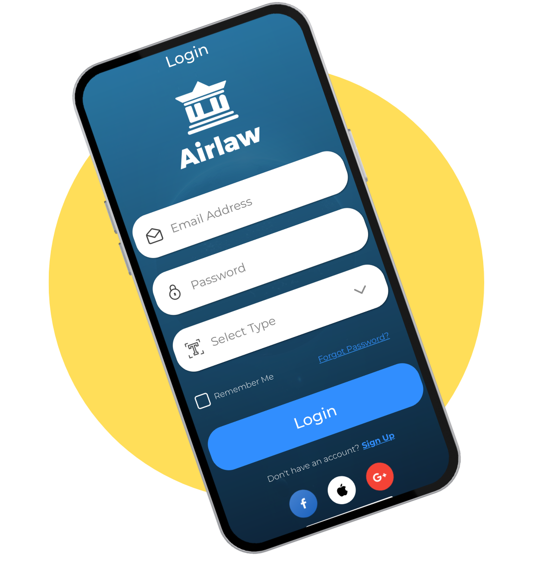 Two phones showing Airlaw app screens